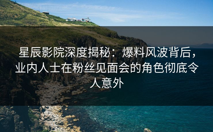 星辰影院深度揭秘：爆料风波背后，业内人士在粉丝见面会的角色彻底令人意外