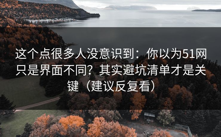 这个点很多人没意识到：你以为51网只是界面不同？其实避坑清单才是关键（建议反复看）