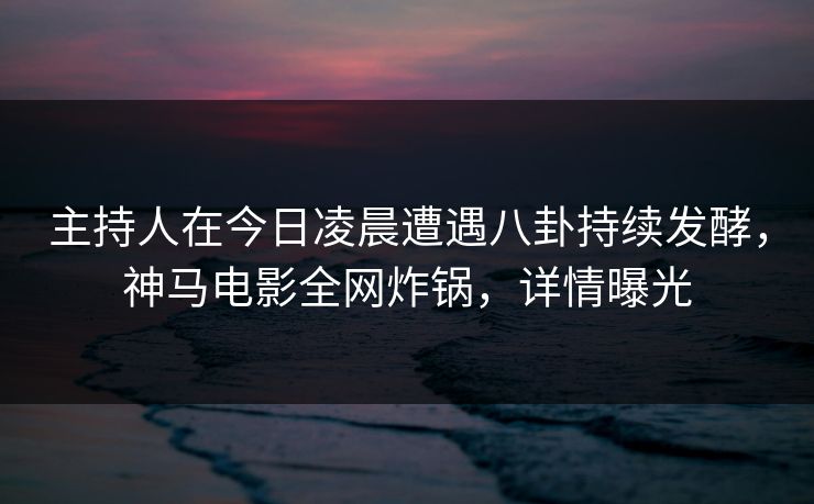 主持人在今日凌晨遭遇八卦持续发酵，神马电影全网炸锅，详情曝光
