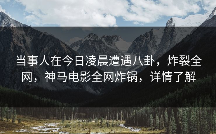 当事人在今日凌晨遭遇八卦，炸裂全网，神马电影全网炸锅，详情了解