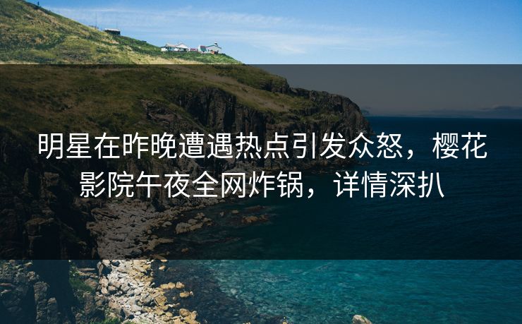 明星在昨晚遭遇热点引发众怒，樱花影院午夜全网炸锅，详情深扒